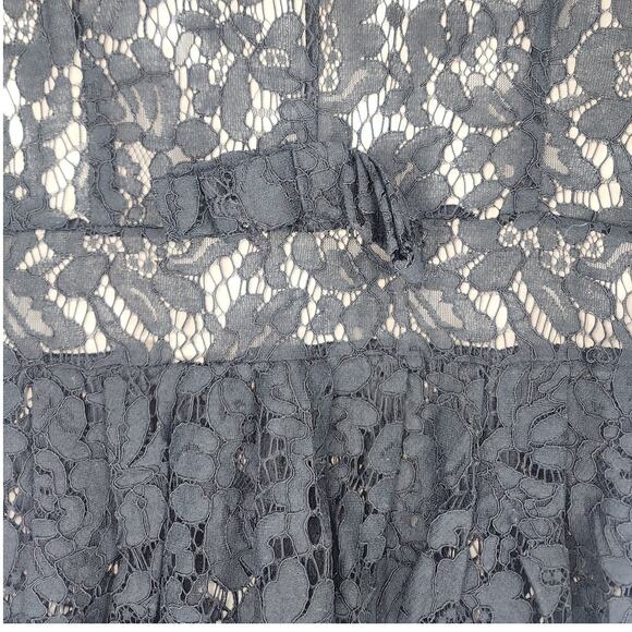 Metisu Black Lace Overlay Sheath Dress with Ruffle & Bow Women’s Size Small - Picture 6 of 10